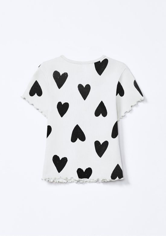 Foto do produto: Blusa Infantil Menina Manga Curta Em Ribana Estampada - Branco