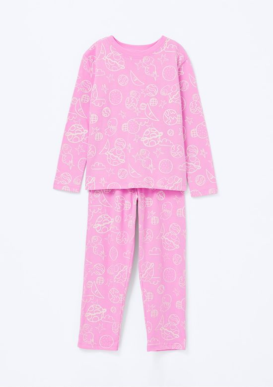 Foto do produto: Conjunto de Pijama Longo Infantil Menina Estampado - Rosa