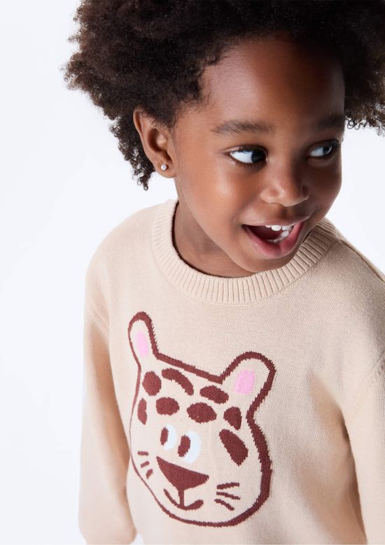 Foto do produto: Blusão Infantil Menina Tricô Com Decote Redondo - Nude