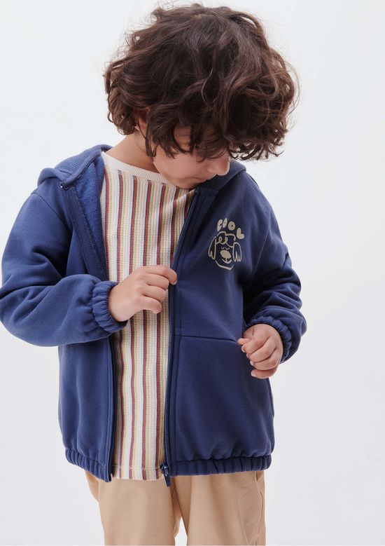 Foto do produto: Jaqueta de Moletom Com Capuz Infantil Menino Toddler - Azul