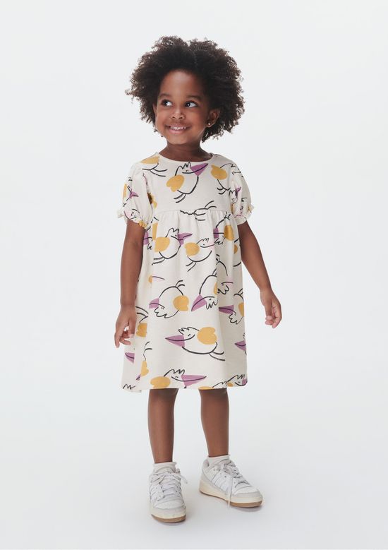 Foto do produto: Vestido Infantil Toddler Manga Bufante - Creme