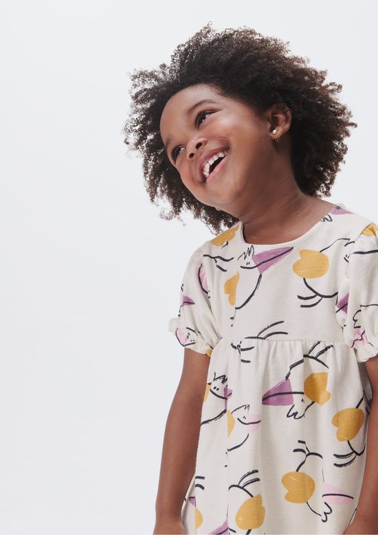 Foto do produto: Vestido Infantil Toddler Manga Bufante - Creme
