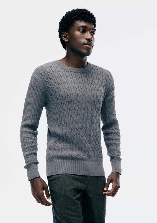 Foto do produto: Suéter Masculino Comfort Em Tricô Trançado - Cinza