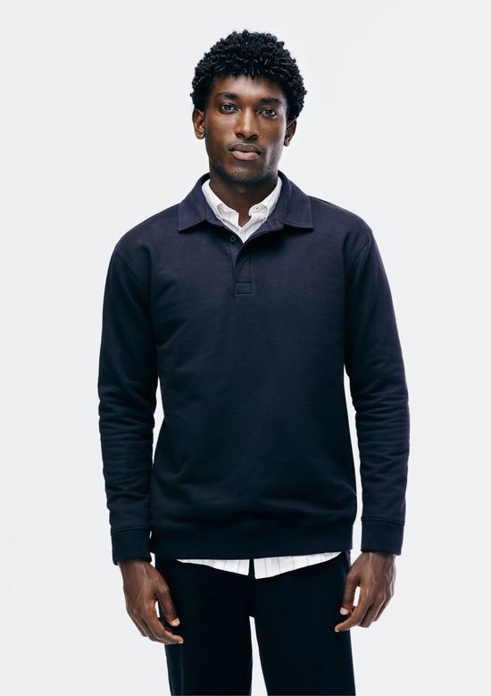 Foto do produto: Blusão Em Moletom Masculino Com Gola Polo - Preto