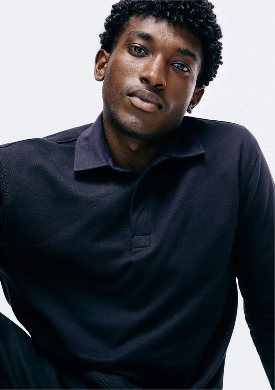 Foto do produto: Blusão Em Moletom Masculino Com Gola Polo - Preto