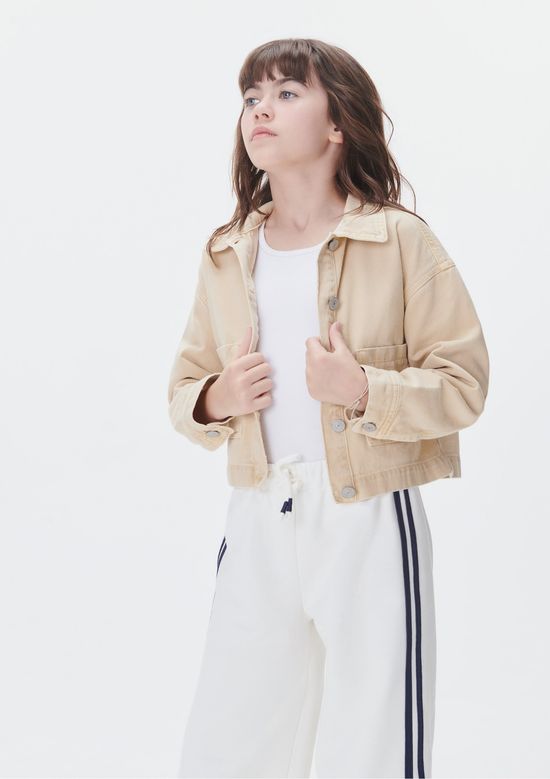 Foto do produto: Jaqueta Cropped Infantil Menina Em Sarja - Bege