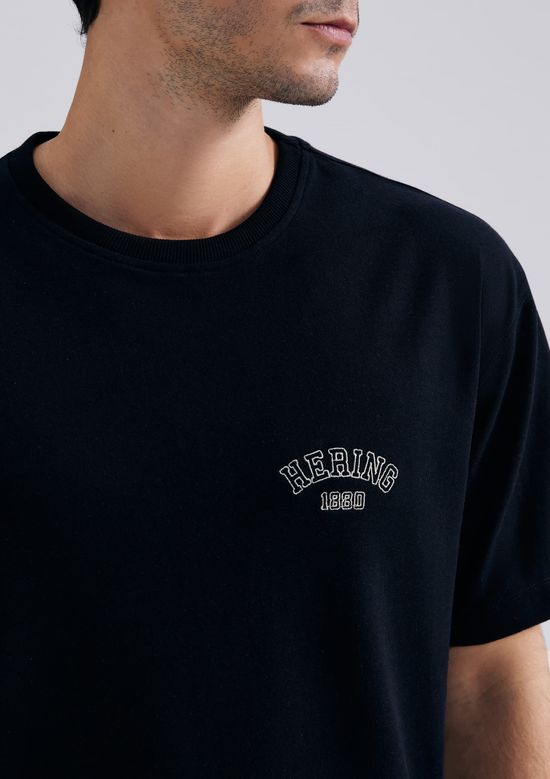 Foto do produto: Camiseta Unissex Relaxed Manga Curta Com Bordado - Preto