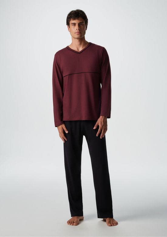 Foto do produto: Pijama Longo Masculino Decote V - Vermelho
