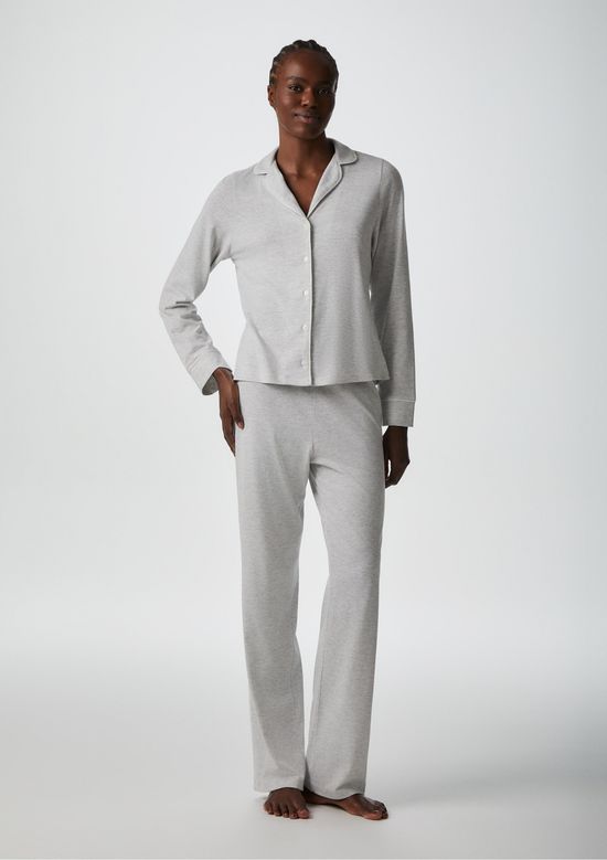 Foto do produto: Pijama Longo Feminino Com Botões - Cinza