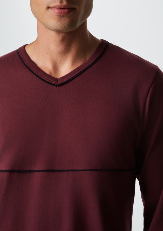 Foto do produto: Pijama Longo Masculino Decote V - Vermelho