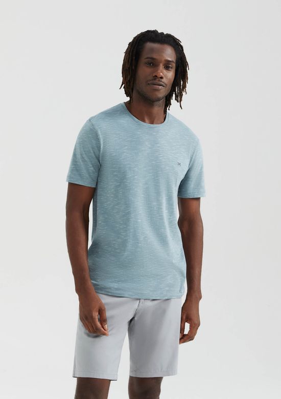 Foto do produto: Camiseta Básica Masculina Regular Em Malha Jet Com Bordado - Azul