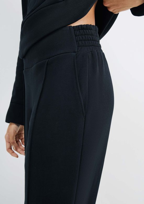 Foto do produto: Calça Feminina Pantalona Cintura Alta Em moletom Peluciado  - Preto