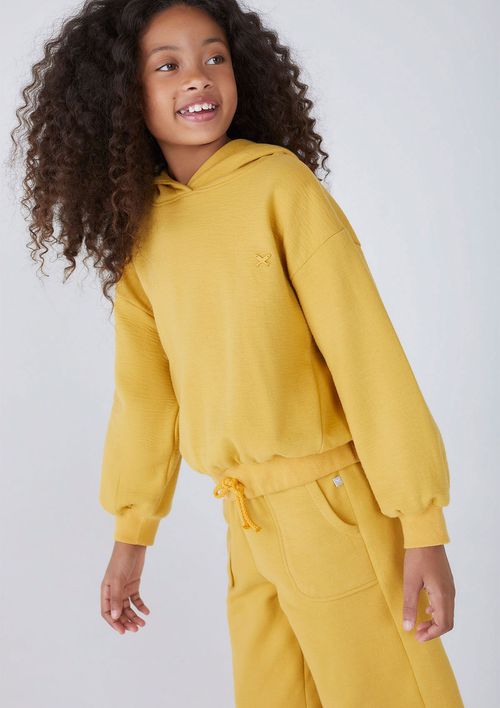 Blusão Básico Infantil Menina Em Moletom Comfort - Amarelo