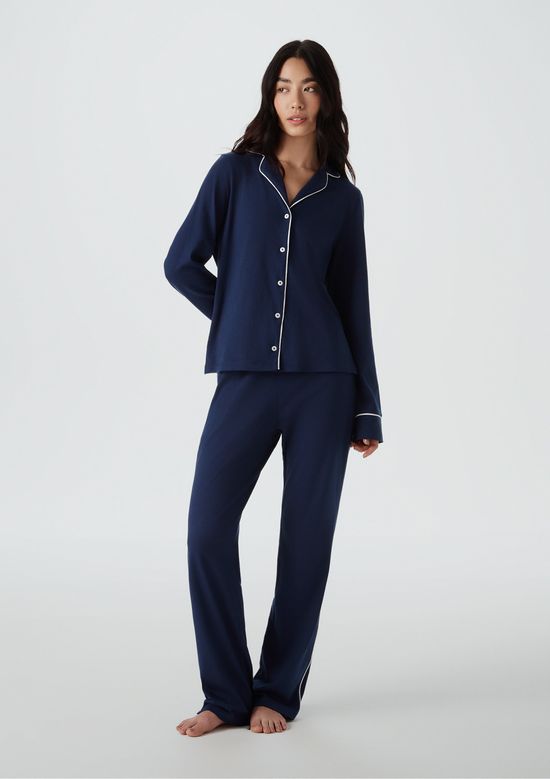 Foto do produto: Pijama Longo Feminino Com Botões - Azul