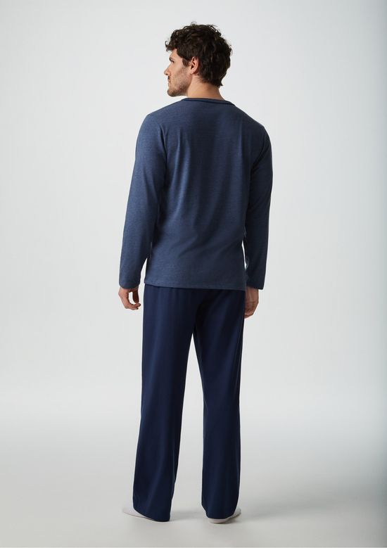 Foto do produto: Pijama Masculino Longo Com Decote V - Azul
