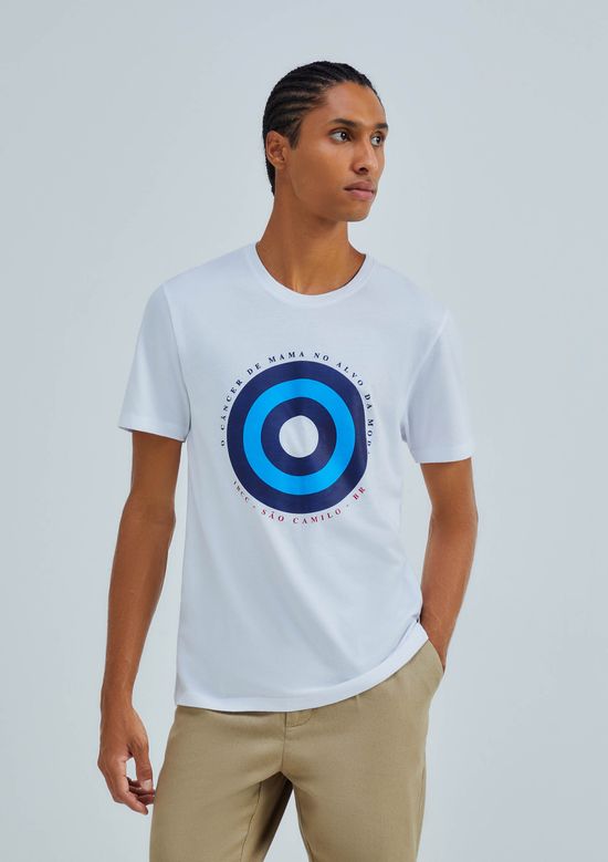 Foto do produto: Camiseta Unissex Manga Curta Câncer De Mama - Branco
