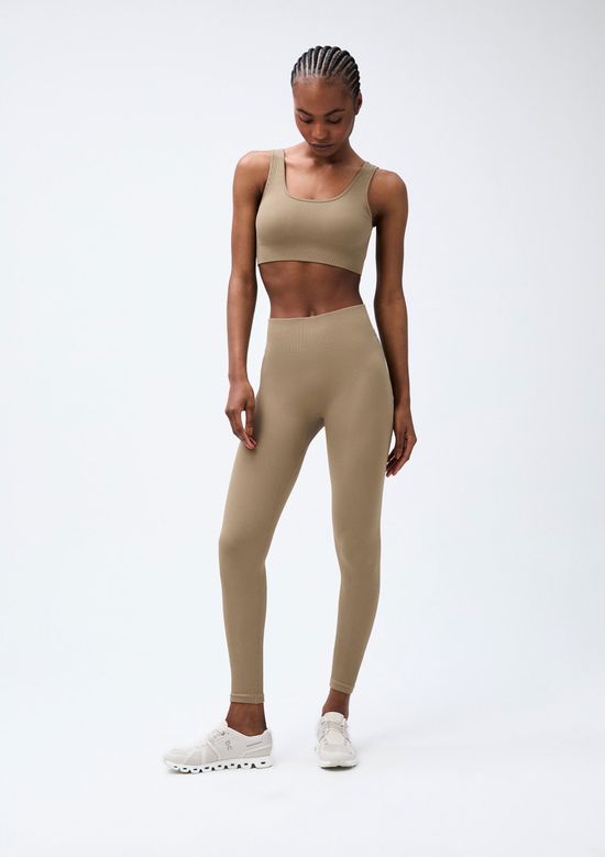 Foto do produto: Calça Legging Feminina Canelada Sem Costura - Bege
