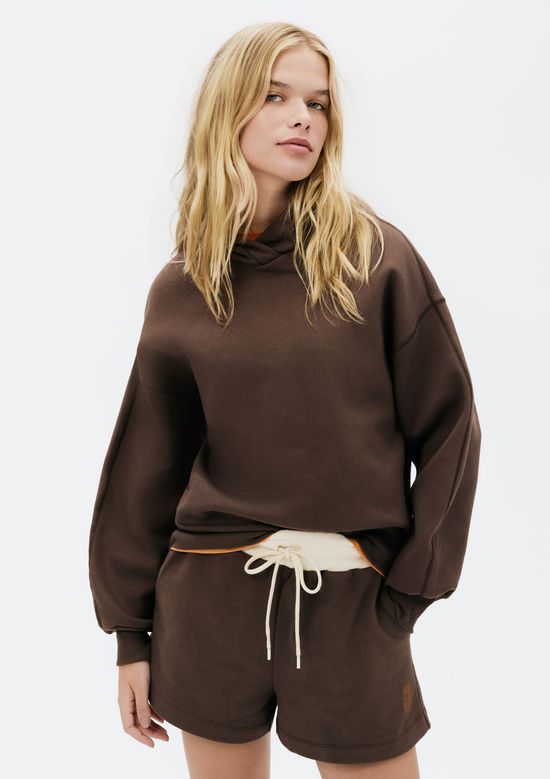 Foto do produto: Blusão Feminino Peluciado Com Capuz - Marrom