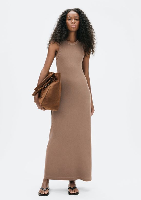 Foto do produto: Vestido Midi Em Ribana Estonada - Marrom
