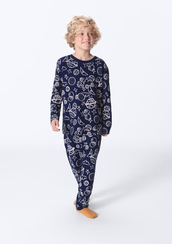 Foto do produto: Pijama Infantil Estampado Em Algodão - Azul