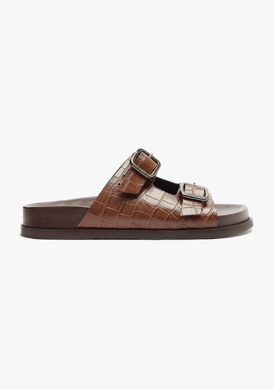 Foto do produto: Sandália Papete Feminina Croco - Marrom