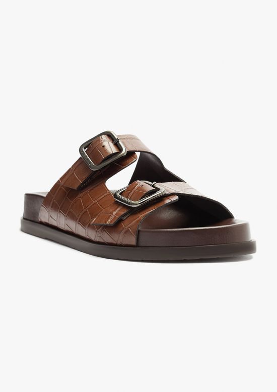 Foto do produto: Sandália Papete Feminina Croco - Marrom