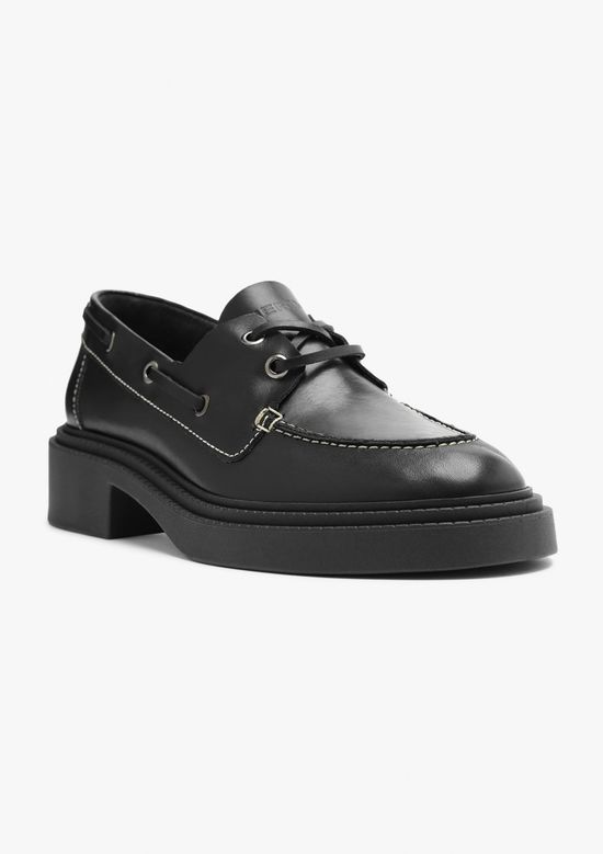 Foto do produto: Mocassim Feminino Salto Bloco Couro - Preto