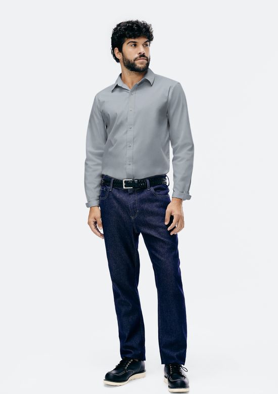 Foto do produto: Camisa Básica Masculina Super Slim Manga Longa - Azul