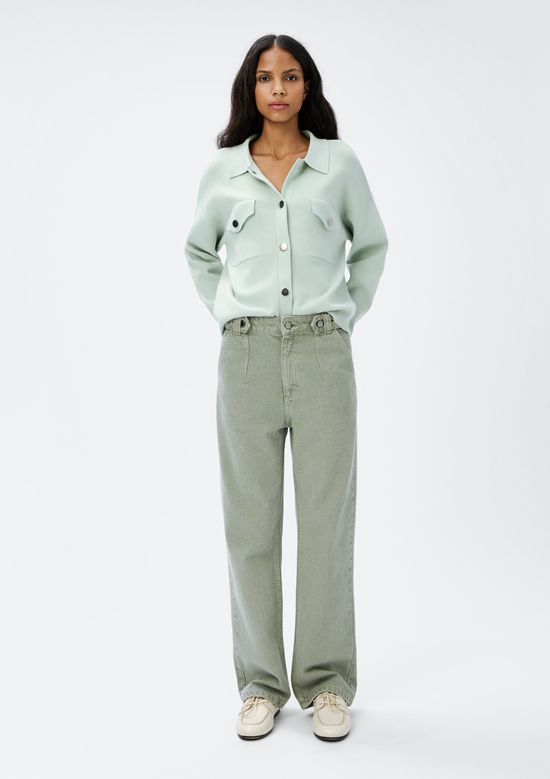 Foto do produto: Calça Feminina Reta Cintura Alta De Sarja - Verde