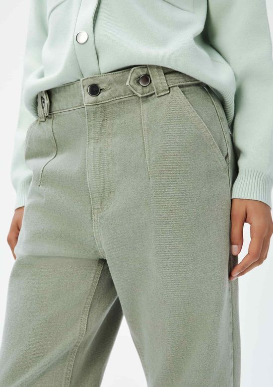 Foto do produto: Calça Feminina Reta Cintura Alta De Sarja - Verde