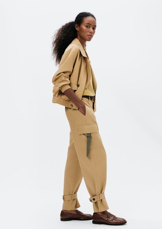 Foto do produto: Calça Feminina Reta Cargo Cintura Média - Caqui