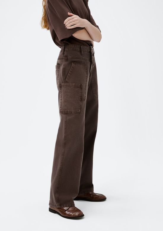 Foto do produto: Calça Feminina Reta Cintura Média De Sarja - Marrom