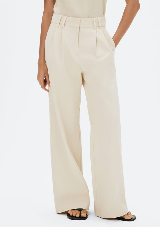 Foto do produto: Calça Feminina Cintura Alta Em Alfaiataria - Creme