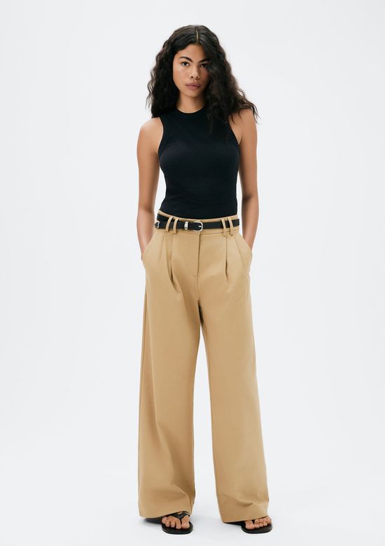 Foto do produto: Calça Feminina Cintura Alta Em Alfaiataria - Caqui