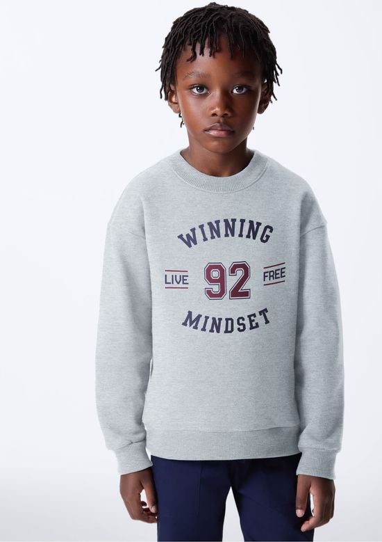 Foto do produto: Blusão Infantil Menino Em Moletom Estampado - Cinza