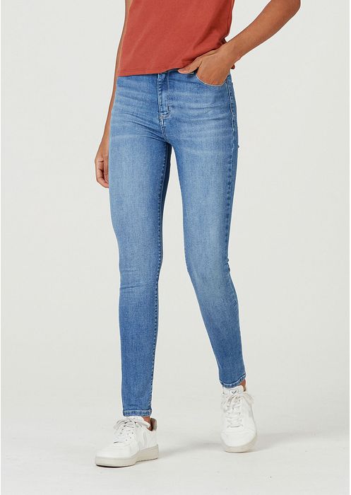 Calça Jeans Feminina Cintura Alta Super Skinny - Azul Médio