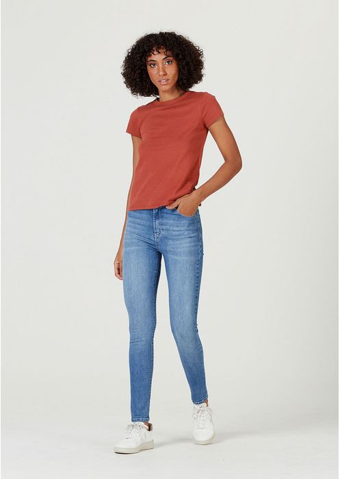 Calça Jeans Feminina Cintura Alta Super Skinny - Azul Médio