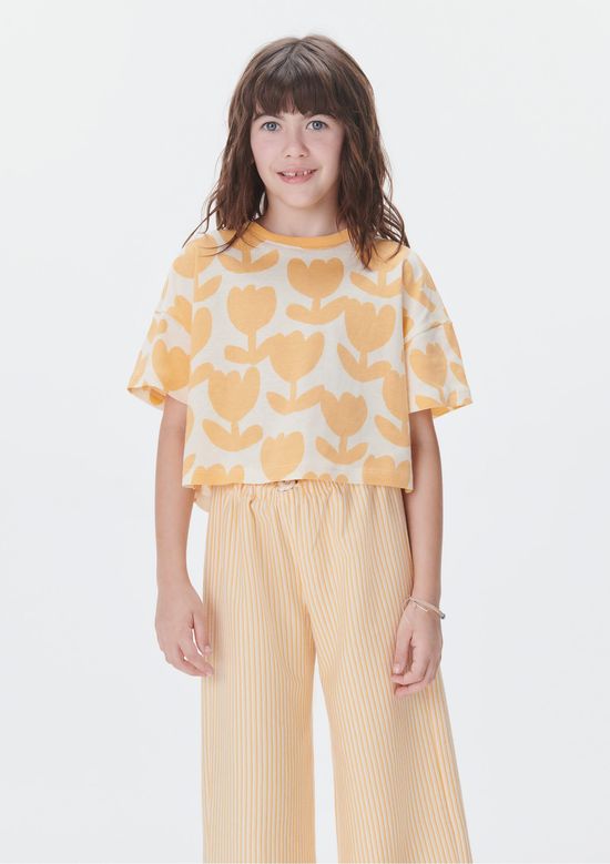 Foto do produto: Blusa Cropped Infantil Menina Em Malha - Laranja