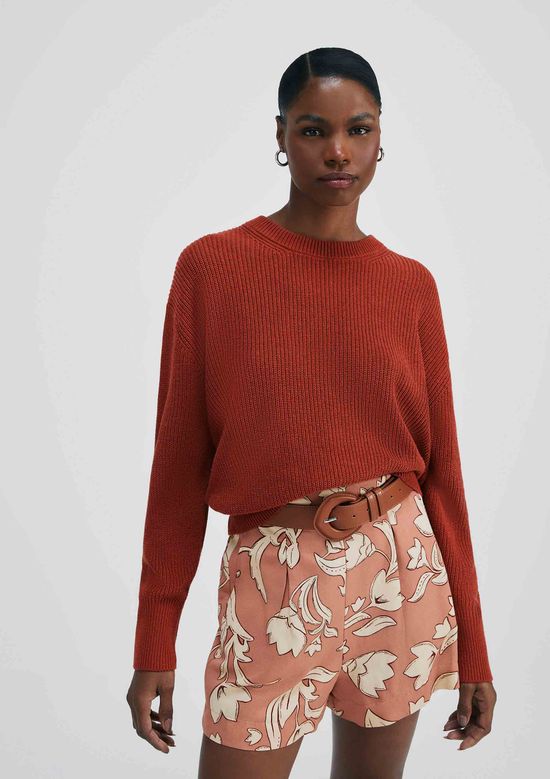 Foto do produto: Blusão Feminino Em Tricô de Algodão - Terracota