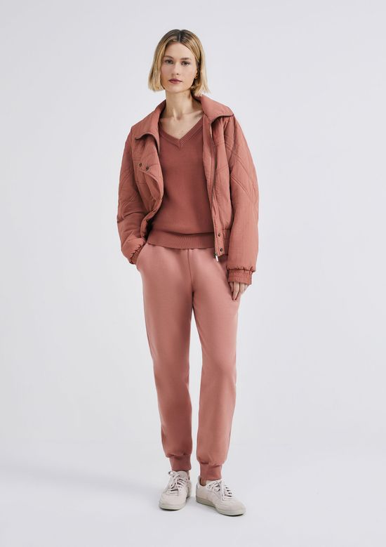 Foto do produto: Blusão Feminino Decote V Em Tricô - Marsala