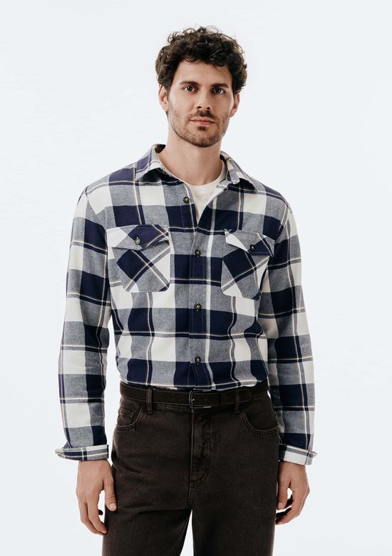 Foto do produto: Camisa Masculina Comfort Xadrez Flanelada - Azul