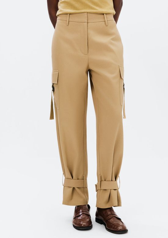 Foto do produto: Calça Feminina Reta Cargo Cintura Média - Caqui