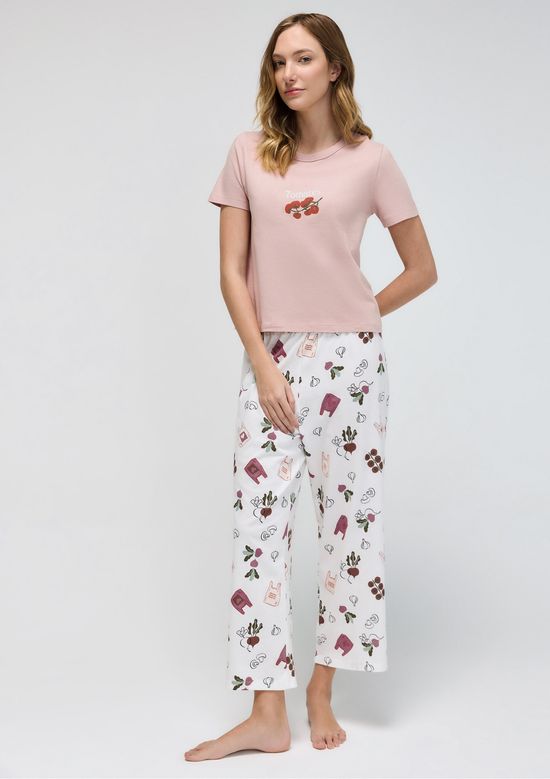 Foto do produto: Pijama Longo Feminino Estampado Pantacourt - Rosa