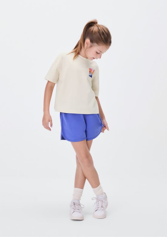 Foto do produto: Conjunto Curto Em Moletom Infantil Menina Com Estampa - Azul