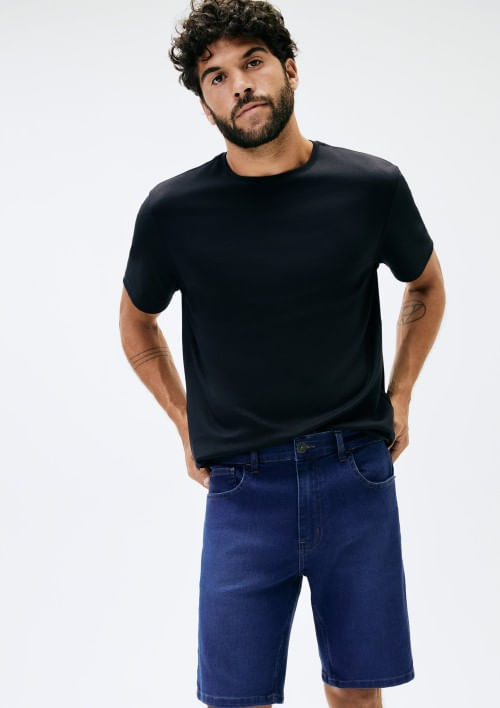 Foto do produto: Bermuda Jeans Masculina Reta Soft Touch - Azul