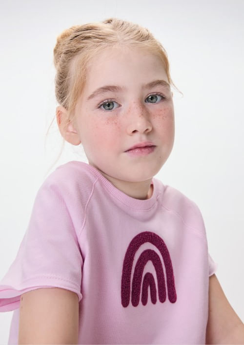 Foto do produto: Blusa Manga Raglan Infantil Menina Com Bordado - Rosa