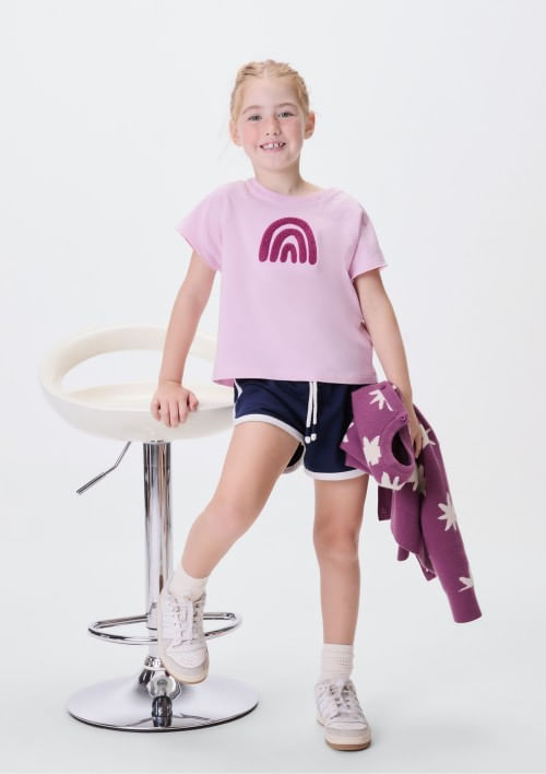 Foto do produto: Blusa Manga Raglan Infantil Menina Com Bordado - Rosa