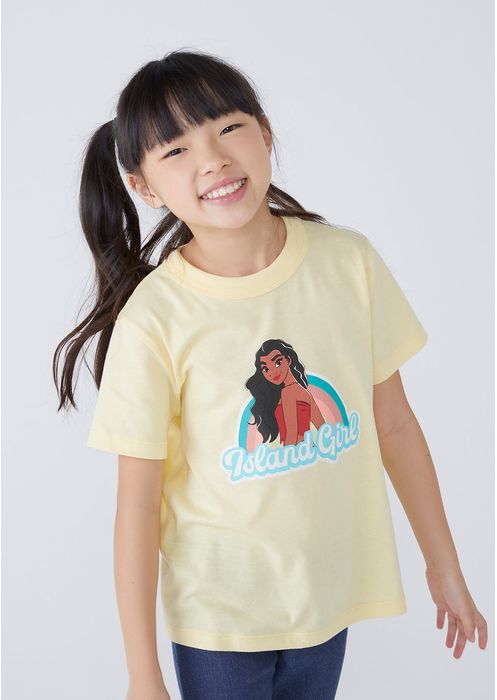 Camiseta Infantil Princesas Disney Unissex Estampada - Amarelo