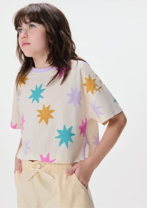 Foto do produto: Blusa Cropped Infantil Menina Em Malha - Creme