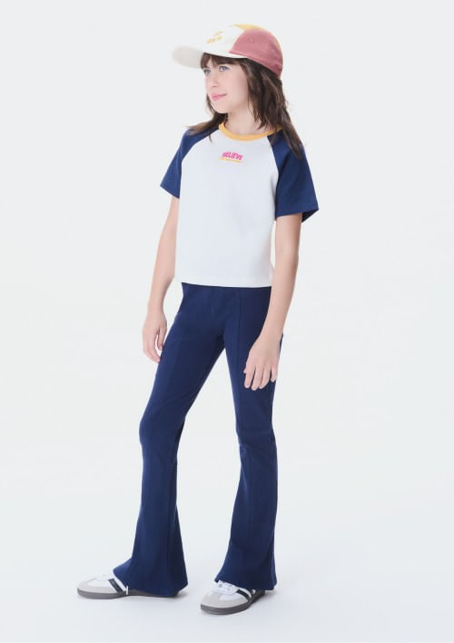 Foto do produto: Blusa Cropped Infantil Menina Em Ribana - Azul